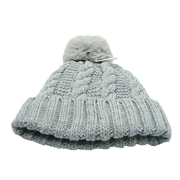 NEW Michael Kors POM POM Beanie Hat Gray Womens Lined Knit Faux Fur POM OSFM NWT - Picture 3 of 11